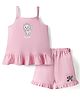 Bonfino Disney Single Jersey Knit Sleeveless Top & Shorts Set With Marie Graphics - Pink