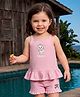 Bonfino Disney Single Jersey Knit Sleeveless Top & Shorts Set With Marie Graphics - Pink
