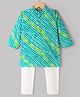 Exclusive From Jaipur Cotton Woven Full Sleeves Kurta Pyjama Set With Leheriya Design - Sea Green & White