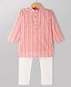 Exclusive From Jaipur Cotton Woven Full Sleeves Striped Kurta Pajama Set - Peach