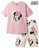 Bonfino Disney Single Jersey Knit Half Sleeves T-Shirt & Shorts Set With Minnie Mouse Graphics - Multicolor