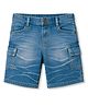 ToffyHouse Cotton Woven Knee Length Washed Shorts - Blue