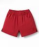 ToffyHouse Cotton Woven Knee Length Solid Shorts With Embroidery - Maroon