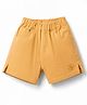 ToffyHouse Cotton Woven Knee Length Shorts With Embroidery - Mustard