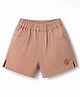 ToffyHouse Cotton Woven Knee Length Shorts With Logo Embroidery - Light Brown
