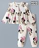 Bonfino Disney Single Jersey Knit Full Sleeves Front Open Co-Ords Top & Pajama Night Suit with Minnie Mouse Print  - Off White