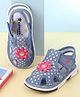 Cute Walk by Babyhug Sandals with Polka Dot Print & Floral Applique - Blue