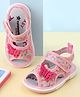Cute Walk by Babyhug Velcro Closure Printed Sandal With Butterfly Applique - Pink