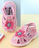 Cute Walk by Babyhug Velcro Closure Printed Sandal With Floral Applique - Pink