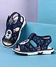 Cute Walk by Babyhug Velcro Closure Sandals with Astronaut Applique - Navy Blue
