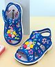 Cute Walk by Babyhug Velcro Closure Sandal With Floral Print & Applique - Blue