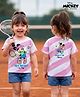 Bonfino Disney Single Jersey Knit Drop Shoulder Sleeves Striped T-Shirt With Front & Back Minnie Mouse Graphics - Multicolor