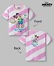 Bonfino Disney Single Jersey Knit Drop Shoulder Sleeves Striped T-Shirt With Front & Back Minnie Mouse Graphics - Multicolor