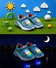 Cute Walk by Babyhug Velcro Closure Sneaker With Space Rocket Applique - Blue