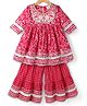 Teentaare Cotton Woven Three Forth Sleeves Floral Printed & Embroidered Kurta & Sharara Set - Red
