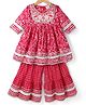 Teentaare Cotton Woven Three Forth Sleeves Floral Printed & Embroidered Kurta & Sharara Set - Red