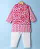 Teentaare Cotton Woven Full Sleeves Striped Kurta & Pyjama Set With Printed Jacket - Pink