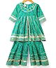 Teentaare Cotton Woven Three Forth Sleeves Polka Dots Printed Kurta & Sharara Set With Lace Detailing -Green
