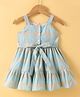 Rassha Cotton Woven Sleeveless Frock with Belt Light/Sky Blue 12-24 Months