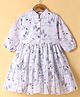 Rassha Cotton Woven Full Sleeves One Piece Frock With Floral Print - White