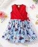 Aww Hunnie Cotton Woven Sleeveless Nautical Theme Printed Dress - Red