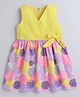 Aww Hunnie Cotton Woven Sleeveless Floral Printed Angrakha Style Dress - Yellow