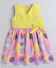 Aww Hunnie Cotton Woven Sleeveless Floral Printed Angrakha Style Dress - Yellow