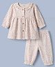 I Bears Knit Full Sleeves Floral Printed T-Shirt and Joggers Set - Pink