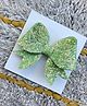 FOLLOW THE NEEDLE Glittered Bow Applique Detailed Hair Clip-Green
