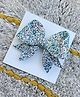 FOLLOW THE NEEDLE Glittered Bow Applique Detailed Hair Clip - Blue