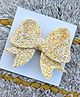 FOLLOW THE NEEDLE Glitter Embellished Bow Applique Detailed Alligator Hair Clip - Beige