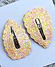 FOLLOW THE NEEDLE Glitter Embellished Snap Clips - Yellow Pink