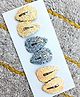 FOLLOW THE NEEDLE Set Of 3 Glitter Embellished Snap Clips - Blue & Yellow & Pink