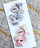FOLLOW THE NEEDLE Set Of 2 Stars Printed Bow Applique Detailed Hair Snap Clips - Pink & Purple