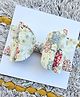 FOLLOW THE NEEDLE Floral Embroidered Sequins Embellished Bow Applique Detailed Alligator Hair Clip - White