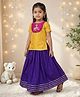 Jilmil Cotton Blend Woven Half Sleeves Stones & Gota Lace Embellished Lehenga Choli Set - Yellow