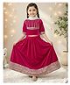 Jilmil Velvet Knit Half Sleeves Lace Embellished Top & Lehenga Set - Pink