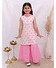 Jilmil Cotton Woven Sleeveless Floral Printed Kurti & Palazzo With Dupatta Set - Pink