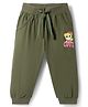 Doodle Poodle Cotton Knit Full Length Lounge Pant with Teddy Print - Green