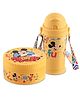 Jaypee First Step Combo Insulated Inner Stainless Steel Lunch Box 375ml with Steel Dish & Insulated Sipper Water Bottle 270ml Disney Character Printed for kids, Yellow