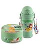 Jaypee First Step Combo Insulated Inner Stainless Steel Lunch Box 375ml with Steel Dish & Insulated Sipper Water Bottle 270ml Disney Character Printed for kids, Green
