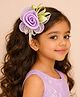 CHOKO Pearl & Stone Embellished Floral Applique Detailed Alligator Hair Clip - Purple Green & Cream