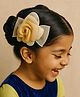 CHOKO Floral Applique Detailed Alligator Hair Clip - Beige & Ivory