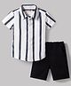 Babyhug Cotton Woven Half Sleeves Striped Shirt & Shorts Set - White