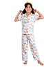 Clothe Funn Cotton Knit Half Sleeves Butterfly Printed Shirt & Pajama Night Suit - White