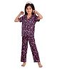Clothe Funn Cotton Knit Half Sleeves Typography Printed Shirt & Pajama Night Suit - Black