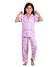 Clothe Funn Cotton Knit Half Sleeves Unicorn Printed Shirt & Pajama Night Suit - Purple