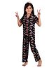 Clothe Funn Cotton Knit Half Sleeves Rainbow Printed Shirt & Pajama Night Suit - Black