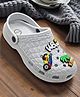 TRV Kids Vehicle & Coconut Tree Applique Detailed Perforated Slingback Clogs - Grey