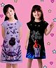 NUSYL Cotton Blend Knit Pack Of 2 Cap Sleeves Butterfly  Printed & Dad Is My Hero Text Printed Night Dresses - Black & Lilac